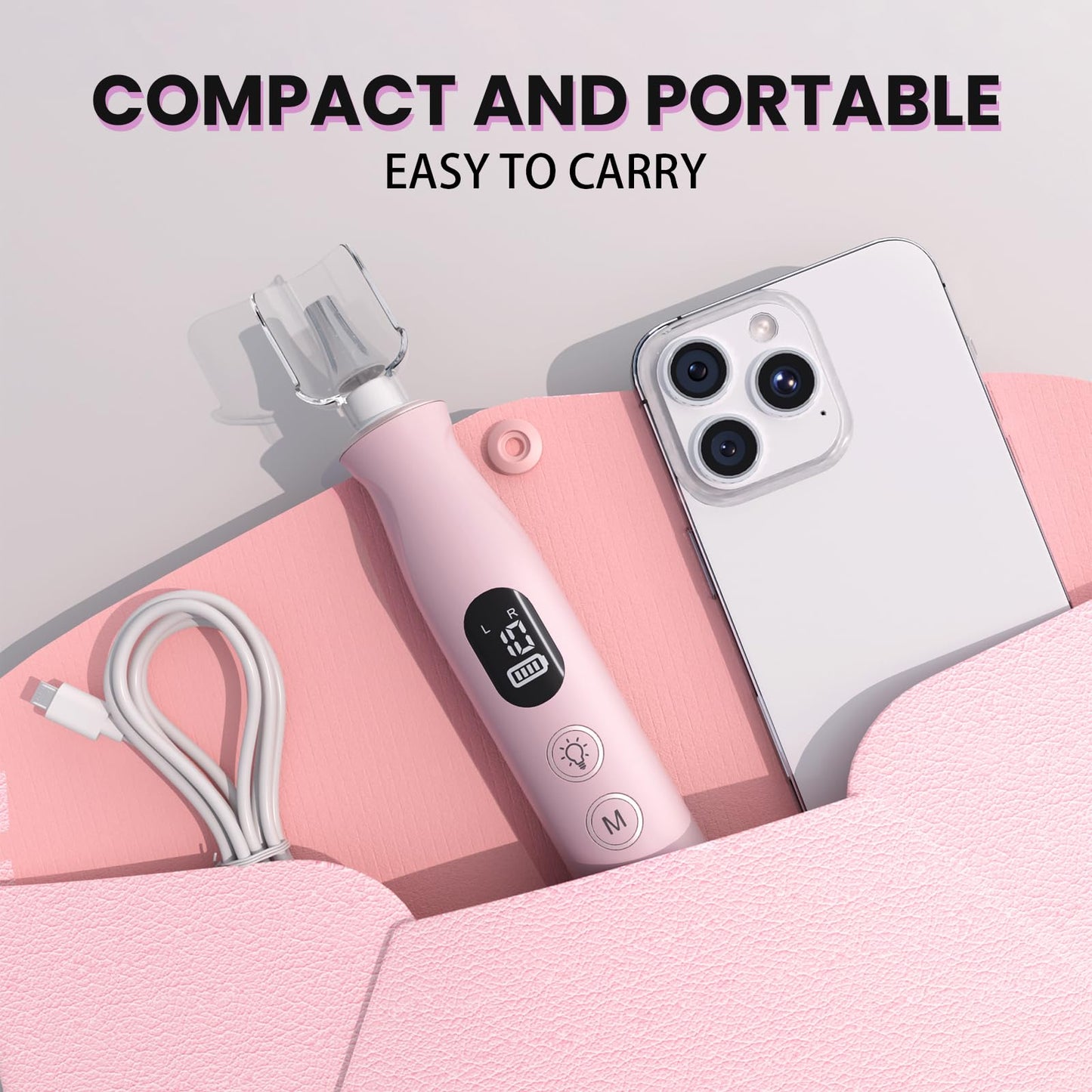 Electric Nail Drill, Cordless 2000 mAh Rechargeable Portable Nail File 12 in 1 Kit for Thick Toenails, 10 Speeds Nail Dril Machine Professional Manicure Pedicure for Hand Natural Nails Care (White)