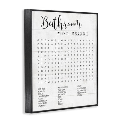 Stupell Industries Bathroom Search Fun Family Word, Design by Daphne Polselli Wall Art, 11 x 14, Black