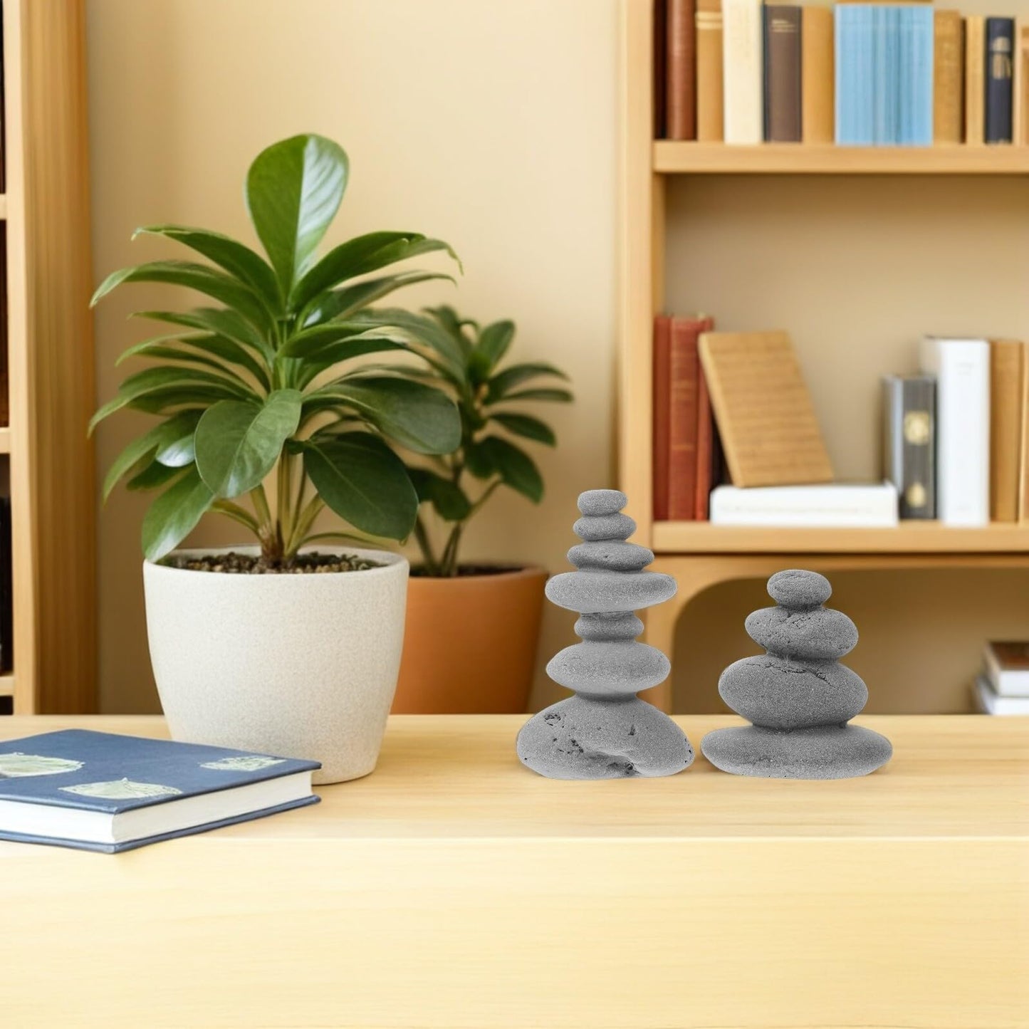 VOSAREA 2pcs Stone Sculptures Stacking Stone Statue Handmade Rocks Statues Garden Rocks Cairn Balancing Yoga Meditation Accessories Micro Landscape Ornament for Home Office