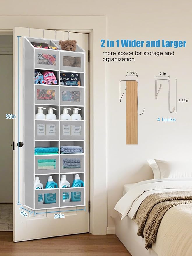 Over the Door Organizer Hanging- 10 Compartments, 80 lbs Load Behind Door