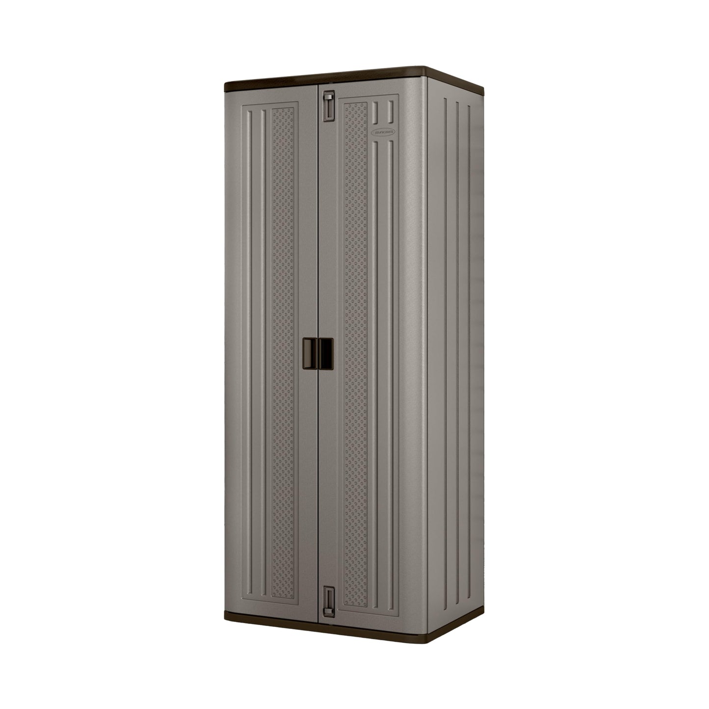 Suncast Tall Storage Cabinet, Platinum Resin Outdoor & Garage Storage Cabinet with Doors & Shelves, Plastic, Weather-Resistant, Lockable, Freestanding Utility Closet for Tools & Supplies, Made in USA