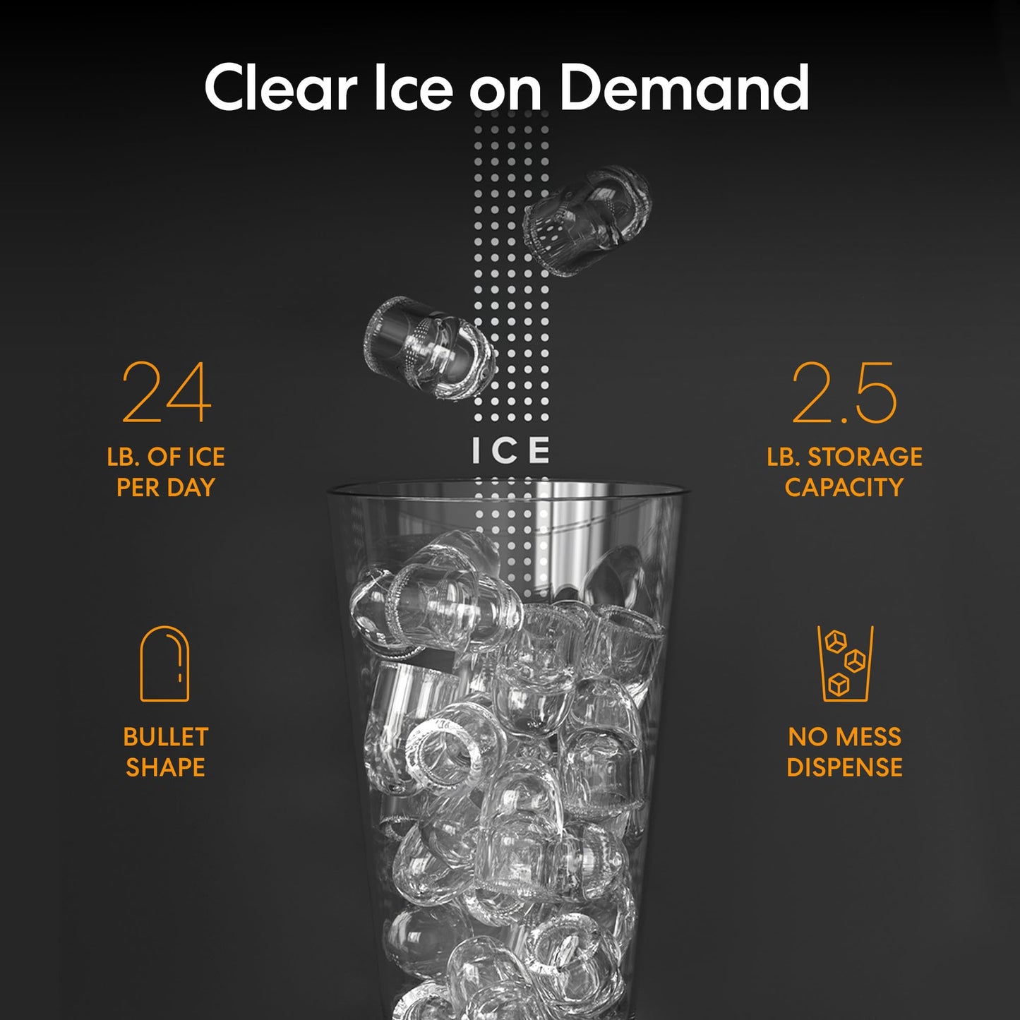 Brio ICE 420 Water Cooler Dispenser for 5 Gallon Bottle with Ice Maker, Bottom Load | UV Self Cleaning Technology, Night Light, Child Safety Lock & 2X Fast Dispense | NSF Certified - Black & Stainless