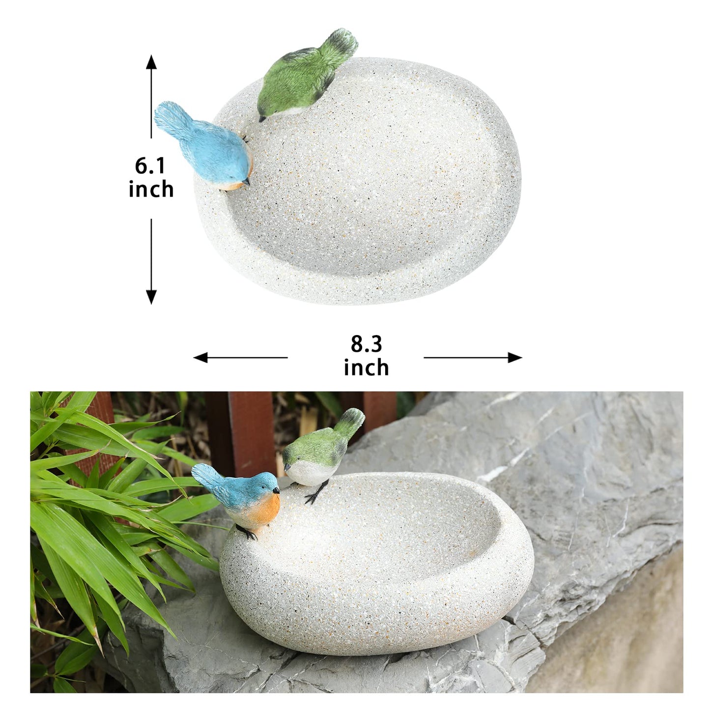 MUMTOP Bird Baths for Outdoors, Antique Outdoor Garden Bird Bath Resin Birdbath Bowl with Cute Birds Ornament for Outside Yard Table Decor