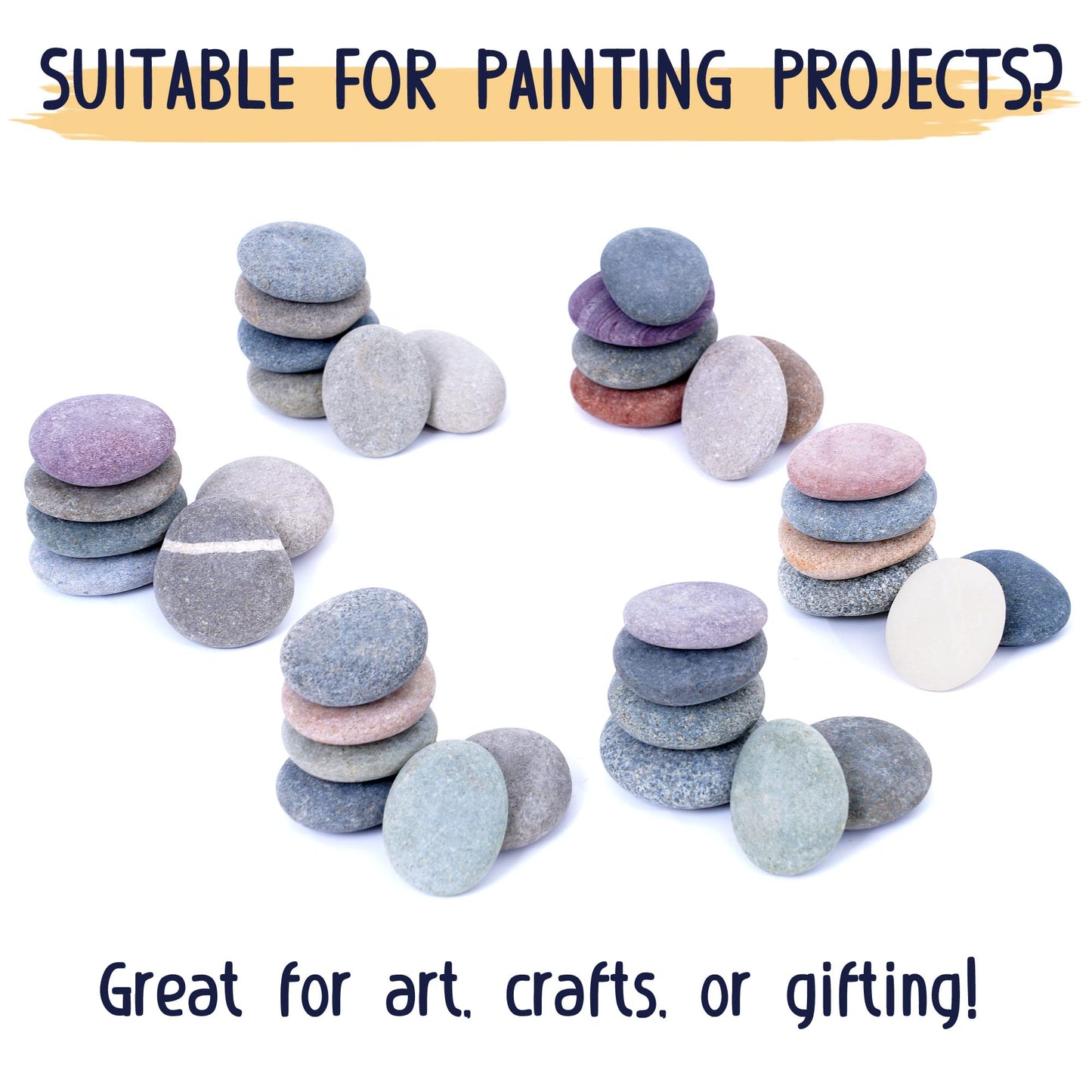 ROCART 12 PCS Large Rocks for Painting, 1.5-2.0 Inches Flat Painting Rocks for Arts & Crafts, Natural Smooth River Rocks for Painting, Kindness Rocks, Decoration, DIY, Crafting Gift