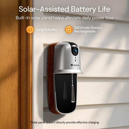 Doorbell Camera Wireless Video Doorbell with Chime, AI Motion Detection Doorbells with 2.4/ 5Ghz WiFi,Solar Assist Battery, HDR Night Vision,Long Distance 2-Way Talk, Local/AWS Cloud Storage