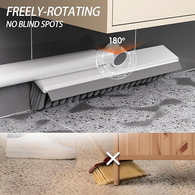 Floor Scrubbing Brush with 57" Adjustable Long Handle, 3 in 1 Living Grout