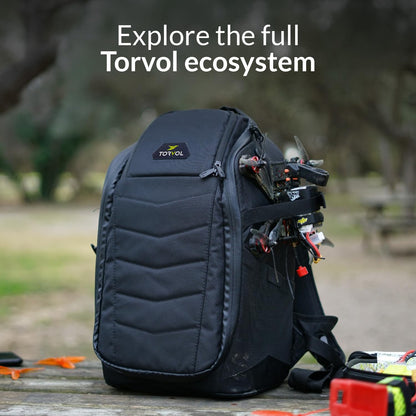 Torvol Quad PITSTOP Backpack Stealth Edition, Compact FPV Drone Backpack for 2 Drones, Fits DJI Mini 3, Mini 4 Pro, DJI Neo, with Laptop Compartment, Waterproof Rain Cover, Black, 26L