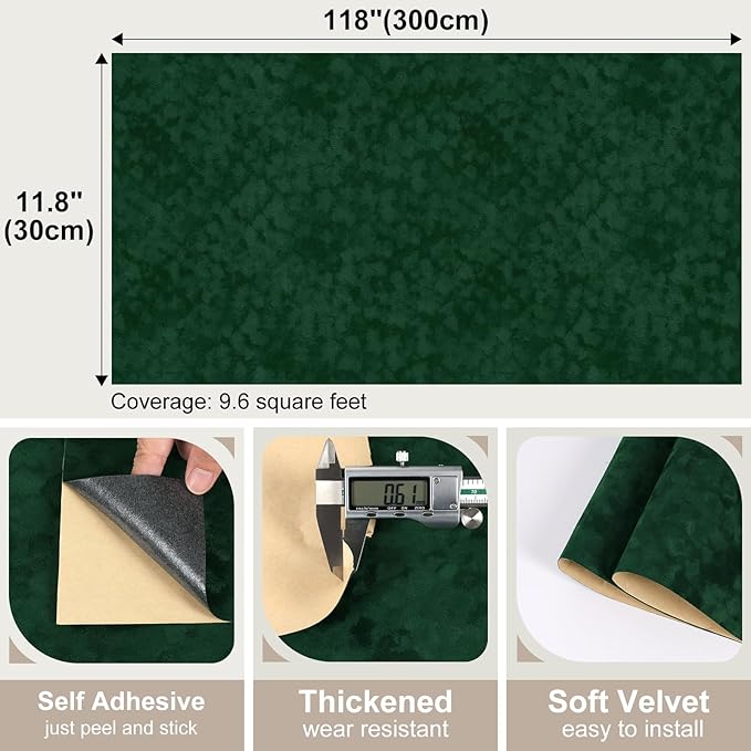 Vintage Green Velvet Flocking Liner
