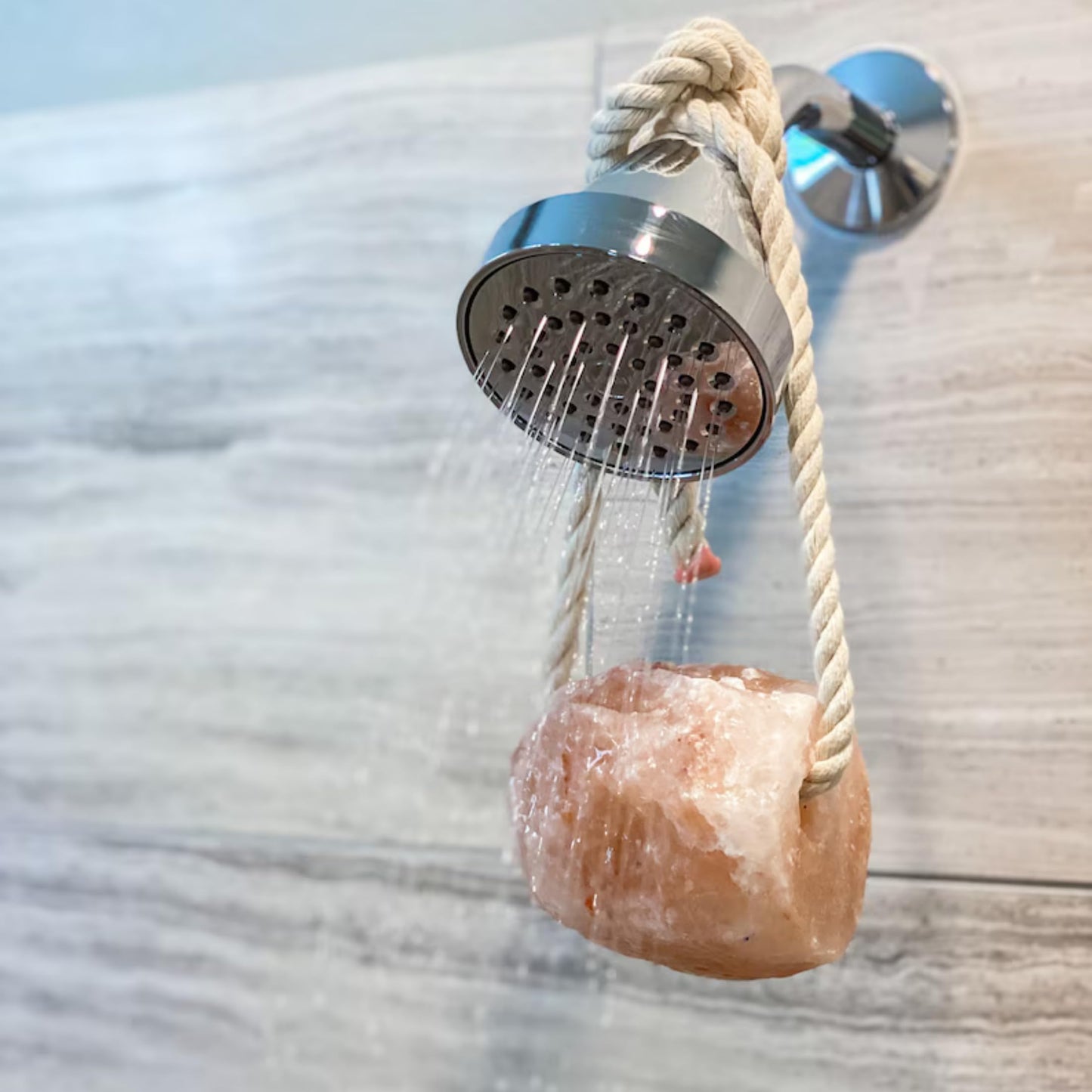 Himalayan Pink Bath Salts on Rope – Natural Salt for Bath Soak and Salt for Shower Use
