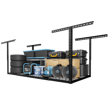 FLEXIMOUNTS 3x6 Overhead Garage Storage Adjustable Ceiling Rack 72" Length x 36" Width x 40" Height, 450lbs Weight Capacity, Black, Classic Series