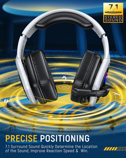 Tatybo Wireless Gaming Headset for PC, Ps5, Ps4, 2.4 Ghz USB & Type-C Gaming Headphones with Microphone, 30H Battery Bluetooth Headphones for Switch, Laptop, Mobile, Mac