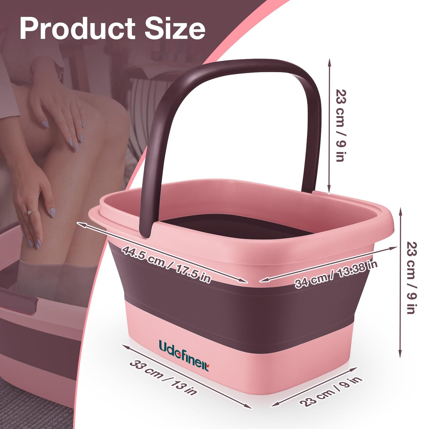Udefineit Foot Bath Basin, Foldable & Portable Foot Soak Tub with Massage Acupoint for Foot Spa Bath, 15L/4 Gallon, Foot Massager Soaking Bath Basin Bucket for Pedicure Home Spa Treatment (Green)