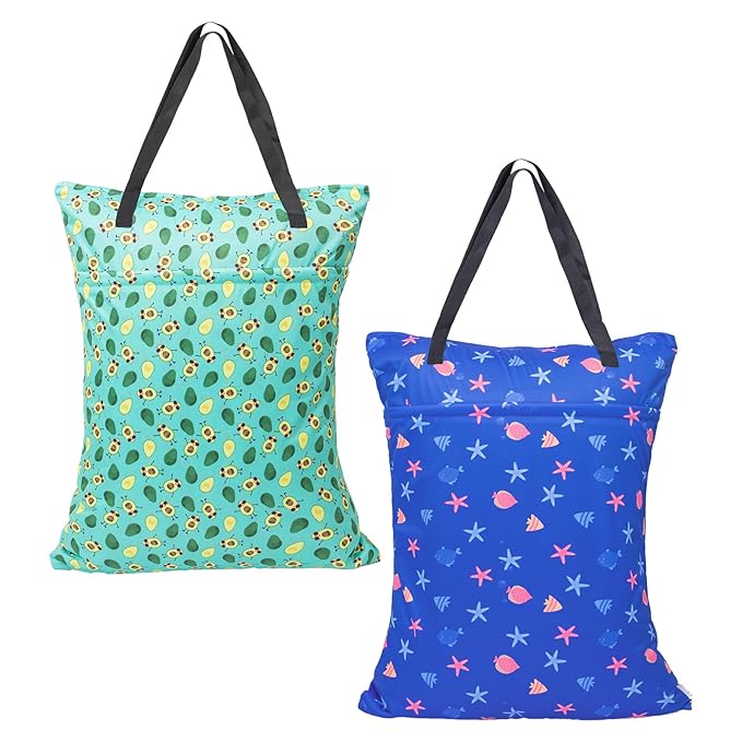 ALVABABY 2 Pack Large Wet Dry Bag Waterproof Hanging Cloth Diaper