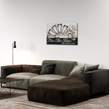 Visual Art Decor Farmhouse Windmill Wall Decor Bless This Home Sign Rustic Farm Style Room Decor Framed 16x24inch Kitchen Bedroom Living Room Decor (Black)