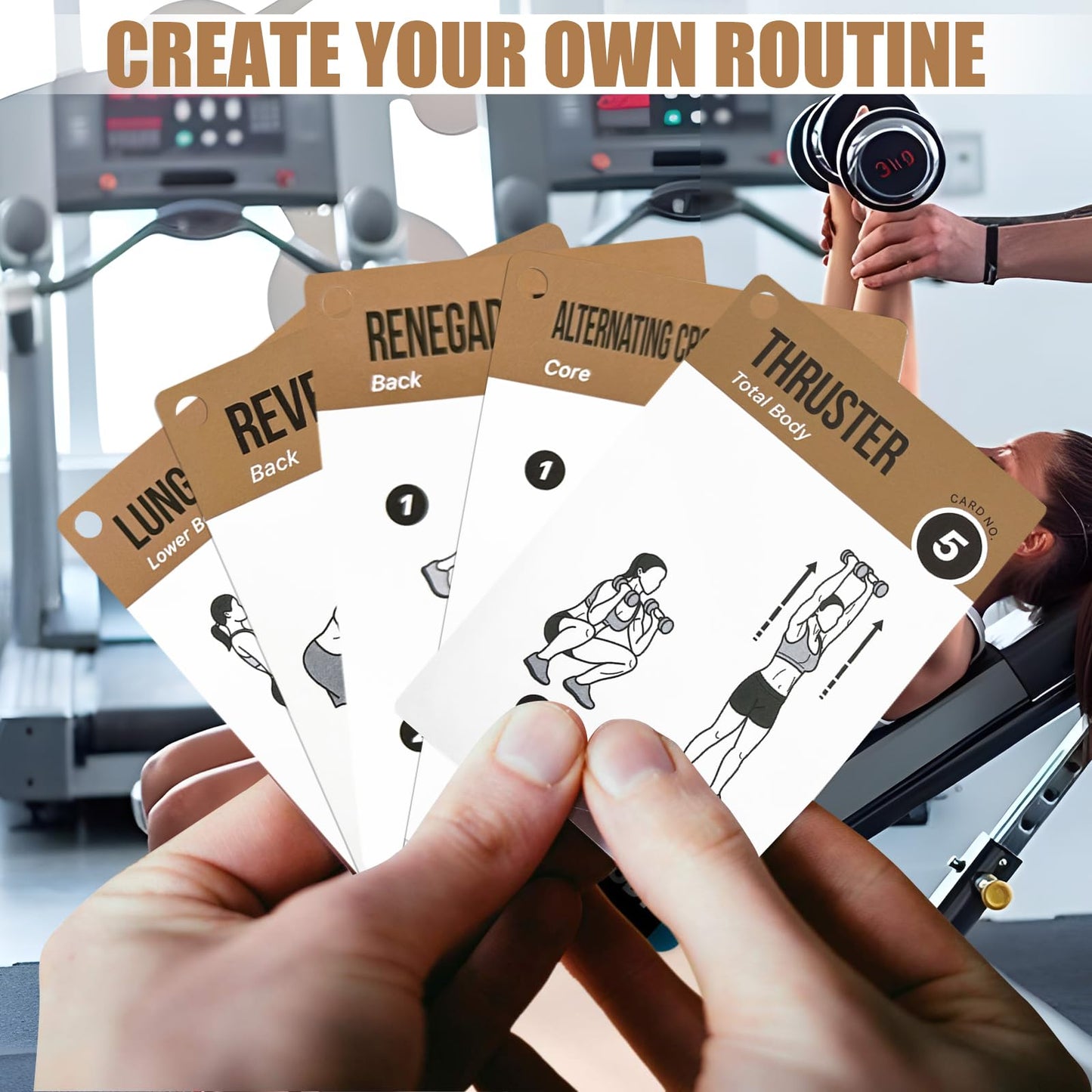 Dumbbell Cards for Women & Men-50 Dumbbell Workout Cards，Includes 2 Rings& Dry-Erase for Easy Organization-Home, Gym or Studio (Dumbbell)