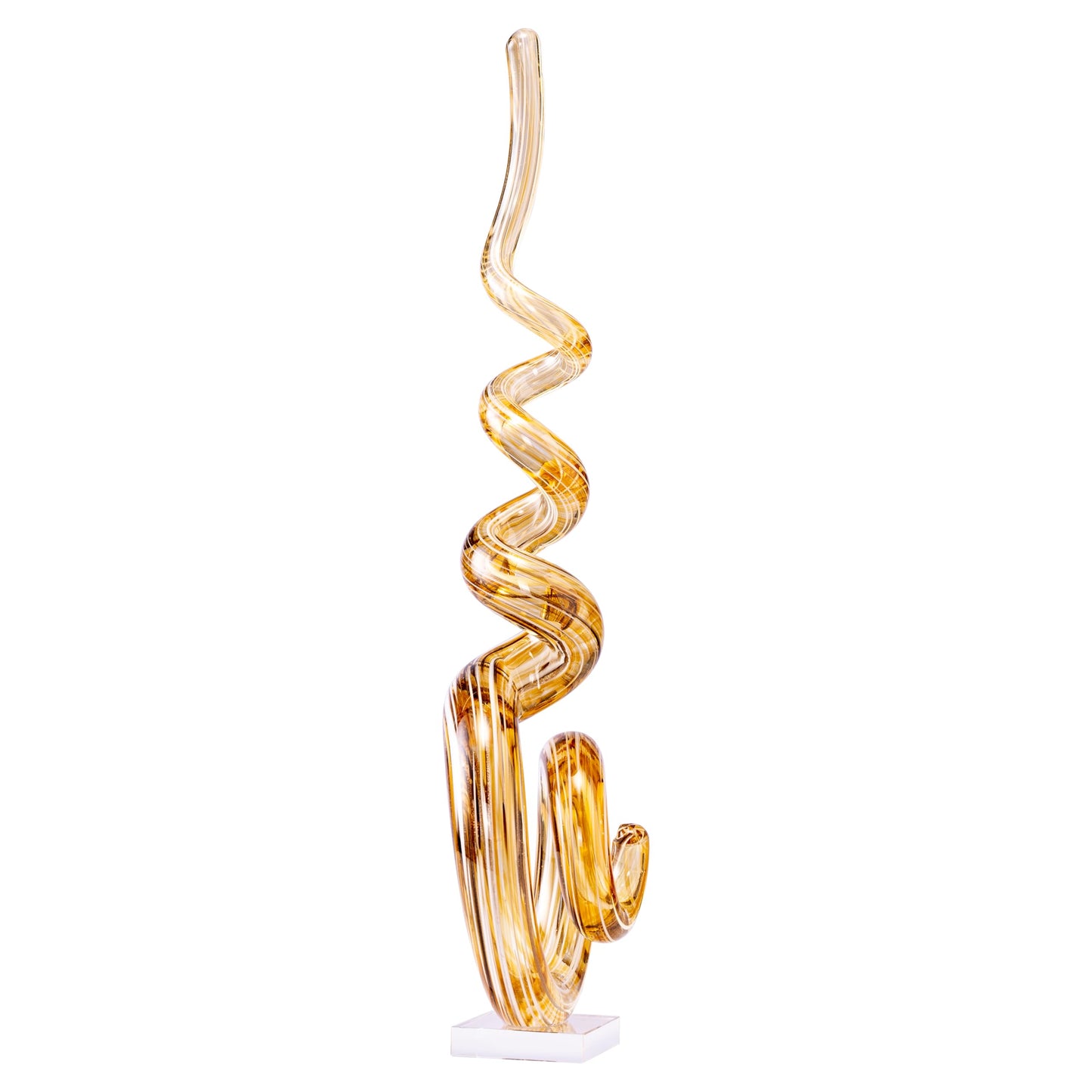 15" Tall Hand-Blown Murano-Style Glass Sculpture Statues Art Ornament Statue Figurines Home Decor Accent Piece Coastal Ocean Nautical Home Decor,Shelf,TV Stand,Tabletop Centerpieces,Wonderful Gift