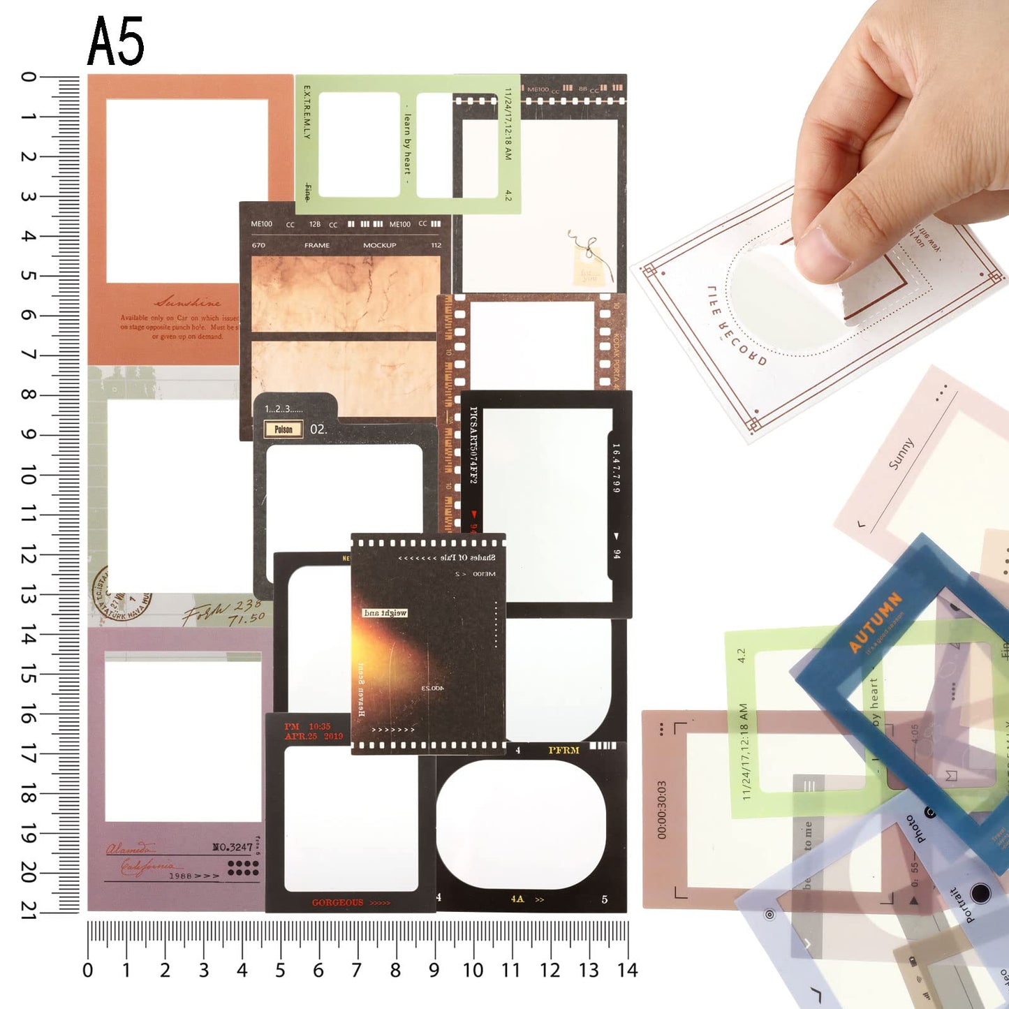 135 Pcs DIY Scrapbooking Stickers Decorative 4 Set Assorted Frame PET Stickers for Journaling 2 Set Frame Scrapbooking Paper DIY Craft Bullet Diary Essential Planner Journal Notebook