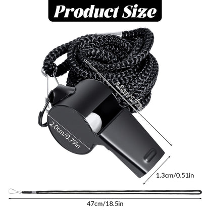 Qulkws 2 Pack Whistle for Coaches Stainless Steel Sports Whistle with Lanyard Loud Crisp Sound Referee Whistles for Football Basketball Soccer School Referees Coaches Lifeguard Emergency(Black)