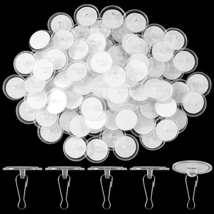 Mxxipp 80 Pack Self-Adhesive Ceiling Hooks for Hanging, Sticky Damage-Free No-Drill Ceiling Discs, Removable Transparent Wall Hanger for Festival Wedding Birthday Party Christams Decorations