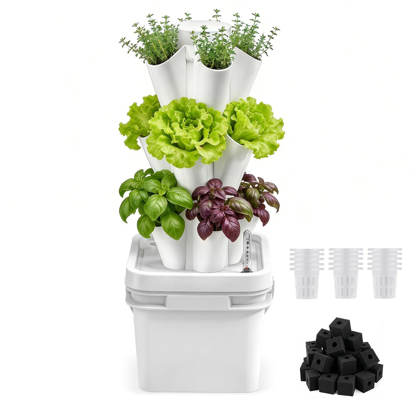 BAOSHISHAN Hydroponic Growing System, 15 Pods Vertical 3 Tiers Hydroponic Tower, Countertop Hydroponic Garden Tower for Kitchen Windowsill Herb Vegetable