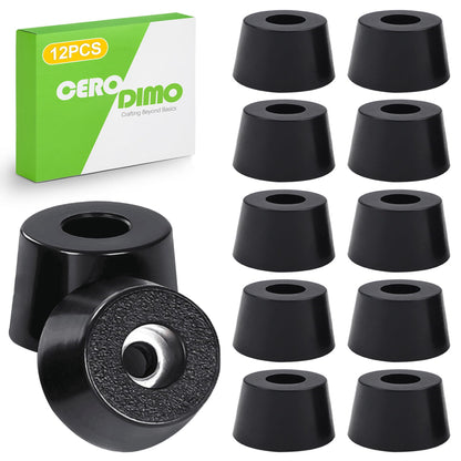 CeroDimo 12 Pcs Rubber Feet for Cutting Board, Non-Slip Bumper Pads with Stainless Screws for Furniture, Electronics, and More (13/16" x 3/8")