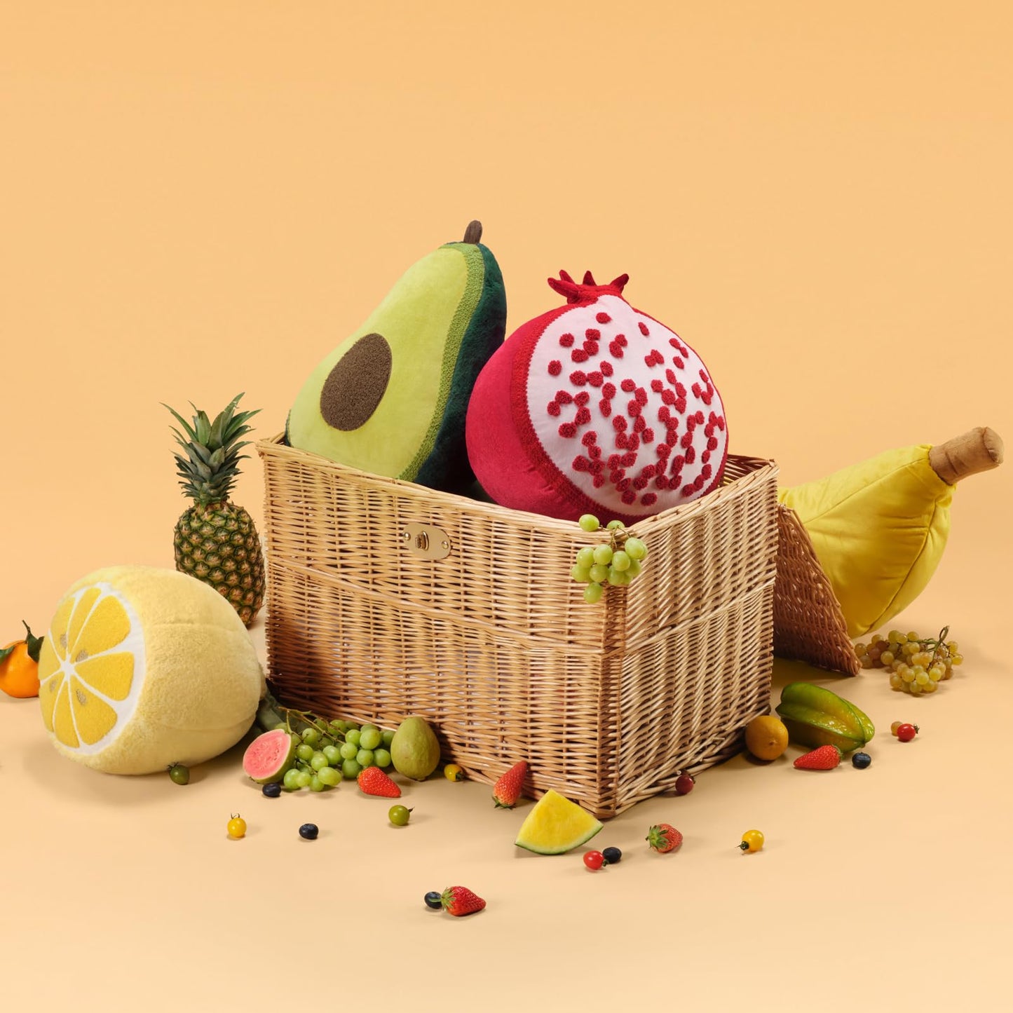 Phantoscope Papaya Shaped Throw Pillow, Fruit Themed Cushion for Couch, Bed and Chair, Pink, 10 x 15 inches