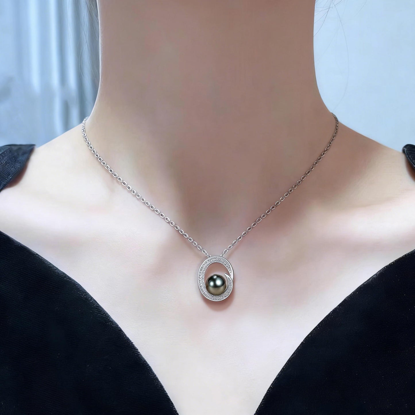 NONNYL Tahitian-Black-Pearl-Necklace-Birthday Gifts for Women Her Mom Wife Girlfriend Grandma on Valentines Mothers Day Christmas Anniversary Romantic Gifts