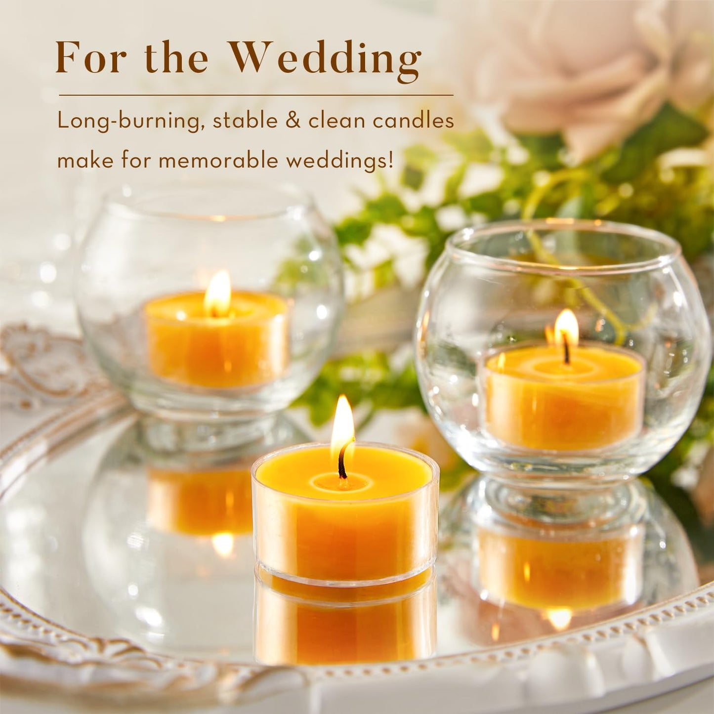 Ashlux Unscented Beeswax Tea Lights Candles 20 Pack, 4 Hours Long Burning Handmade Yellow Tealight Candles, Clear Acrylic Cup Smokeless Candles for Wedding, Christmas, Centerpiece & Home Decor