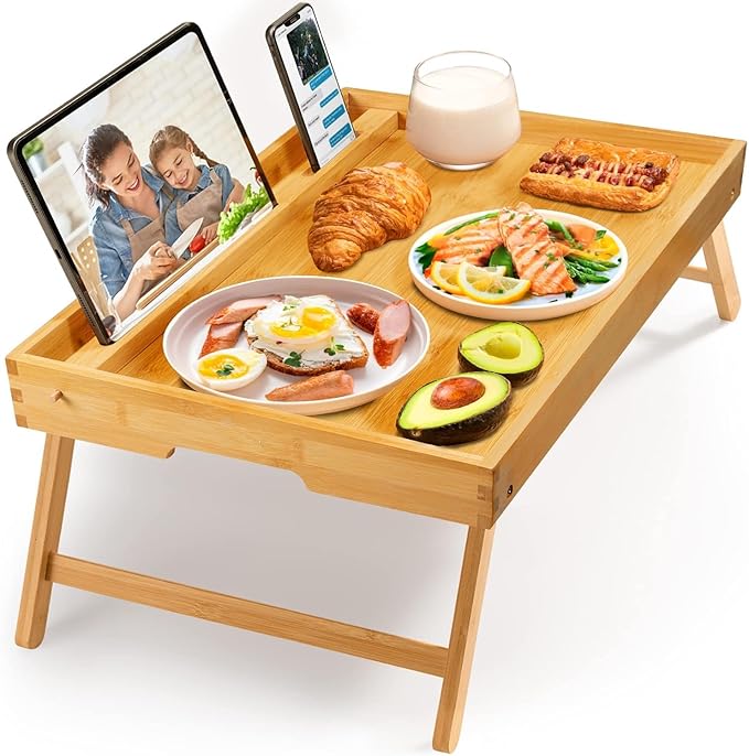Bamboo Bed Tray Table, Large Breakfast Tray