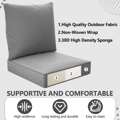 24" x 24" x 6" Outdoor Deep Seat Cushions Set - 4 Set Waterproof & Fade Resistant Patio Furniture Replacement Cushions, Non-Slip Outdoor Cushions Fit Loveseats, Couches, Chairs, and Sofas.