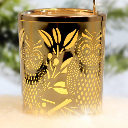 iLajao Candle Carousel Rotary Candle Holder Christmas Carousel Spinning Tealight Candleholder Christmas Decoration Centerpieces for Tables Valentine Easter (Golden Owl)