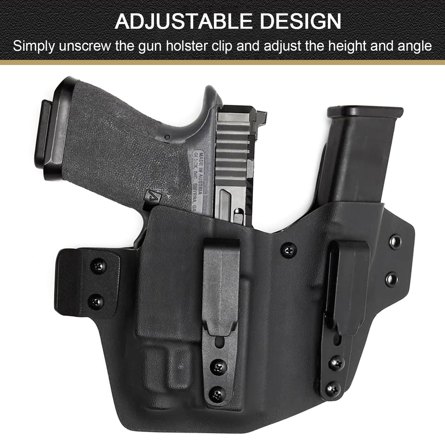 4-Pack Holster Belt Clips Knife Belt Clip Hardware with Screws Adjustable Kydex Holster Molle Adapter with Mounting Hardware 3 Hole Tactical Black for Outdoor Activity