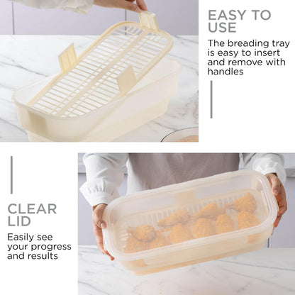COOK WITH COLOR Collapsible Batter Bowl - Mess Free Breading Shaker Container - Great for Fried Fish, Fried Chicken, Onion Rings, Wings & More, Cream