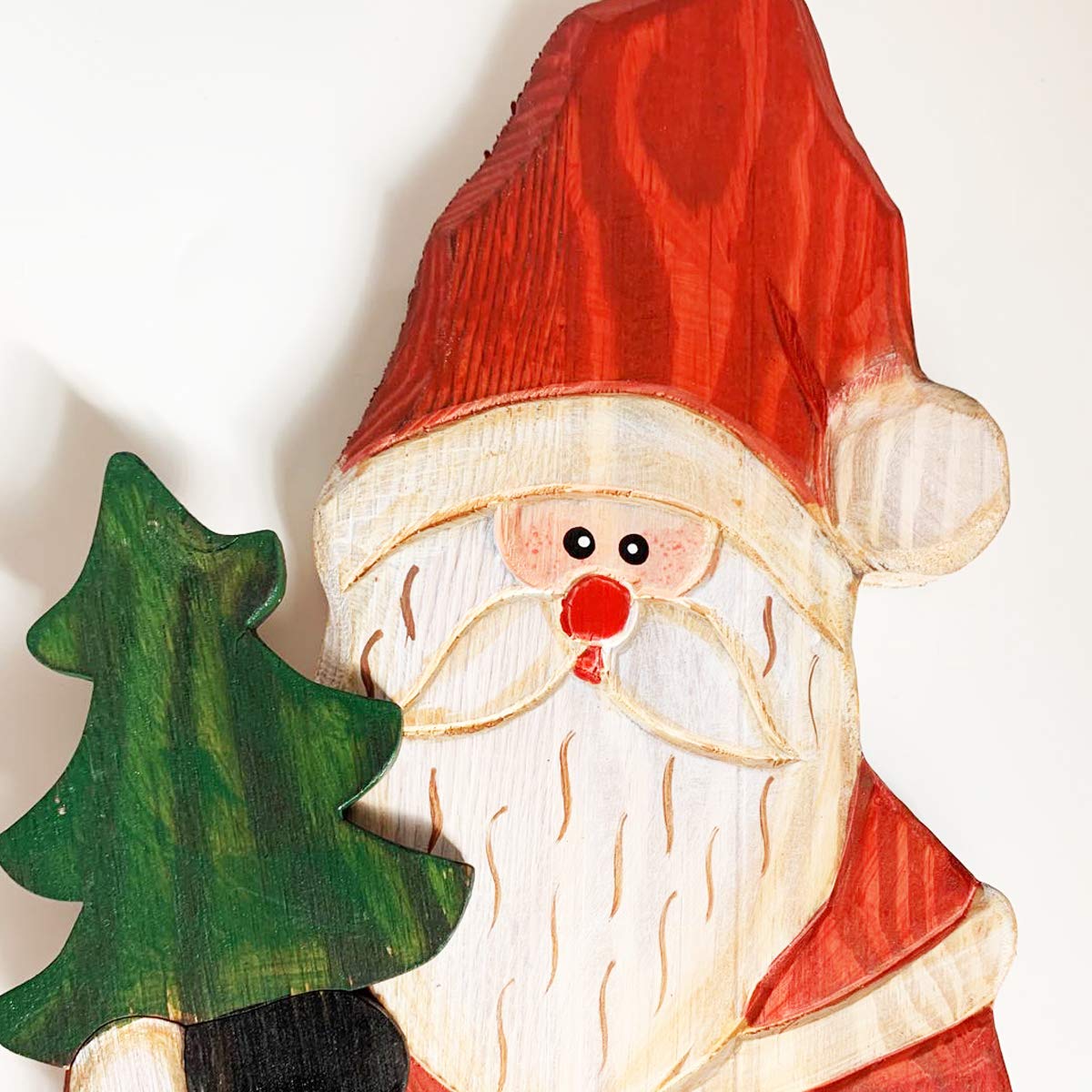 Grace Home Christmas Rustic Wood Standing Santa Claus Figurine Christmas Ornament Tabletop Mantel Centerpiece Decoration 14.5" H (Santa)