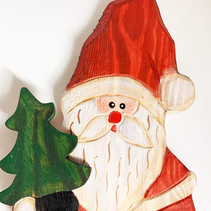 Grace Home Christmas Rustic Wood Standing Santa Claus Figurine Christmas Ornament Tabletop Mantel Centerpiece Decoration 14.5" H (Santa)