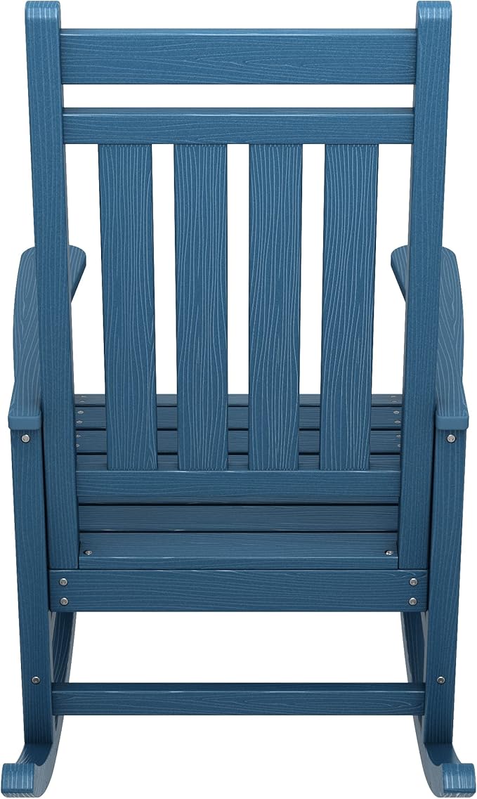 SERWALL Oversized Rocking Chair, Outdoor Rocking Chair for Adults, All Weather Resistant Porch Rocker for Lawn Garden, Blue