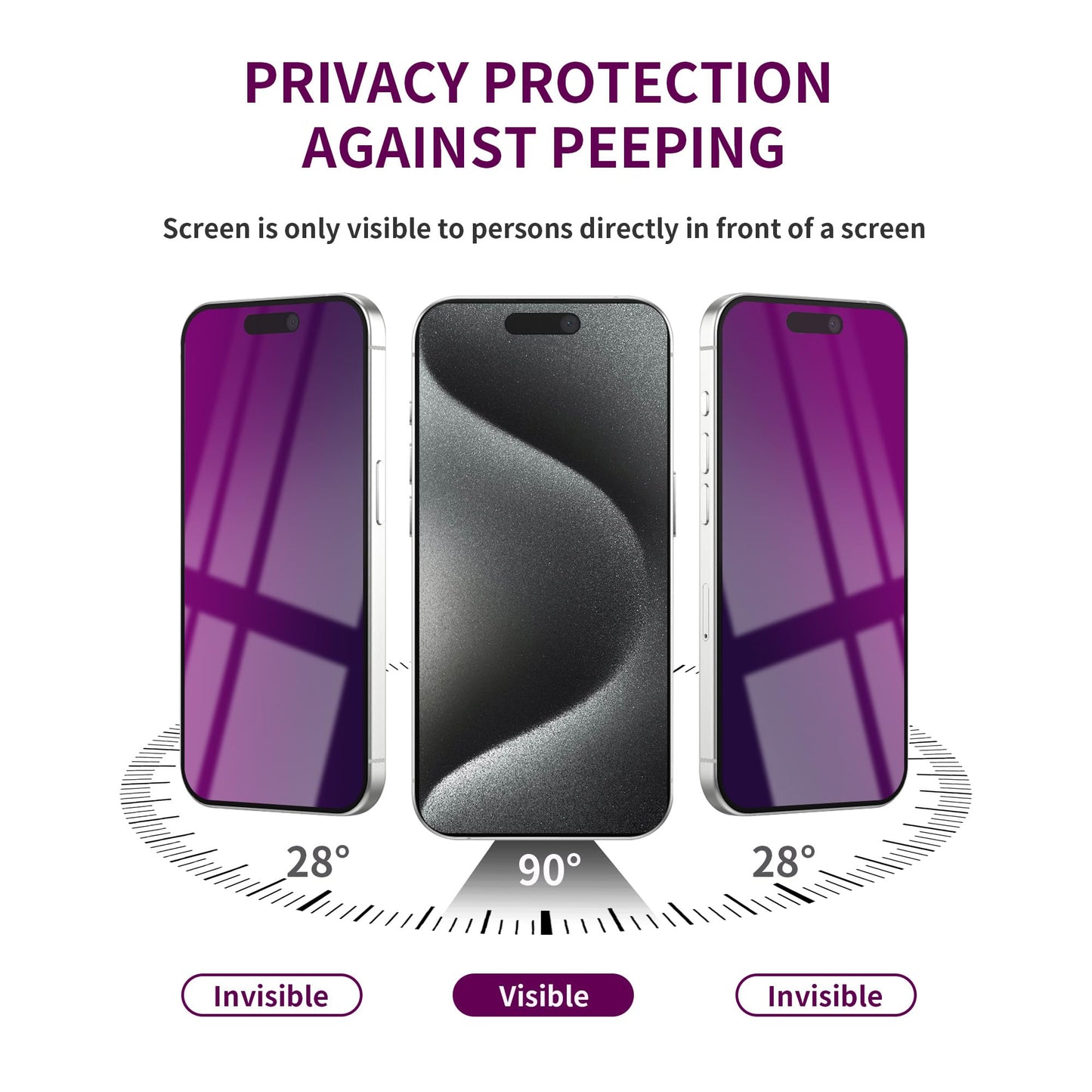 2 Pack Privacy Screen Protector for iPhone 16 Pro Max Tempered Glass 6.9inch Private Saver Anti-Spy Eye Protection Anti-Scratch Full Coverage