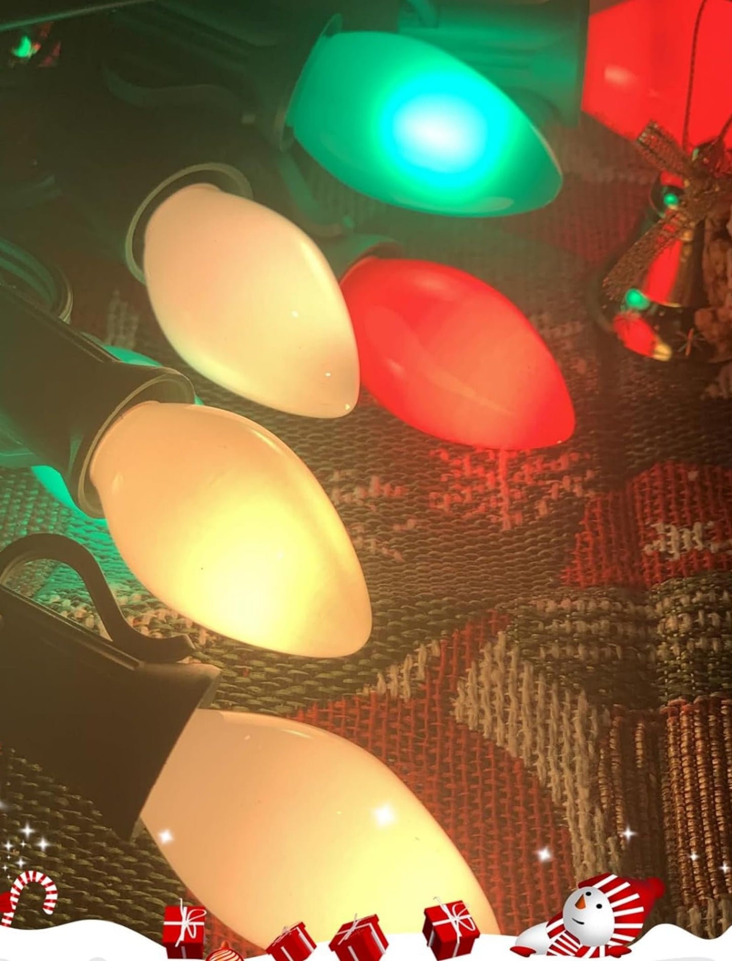 C7 LED Christmas Lights Outdoor - 25ft Red White and Green String Lights With 27 Ceramic Bulbs(2 Spare), Waterproof Commercial Grade Extendable for Indoor Outdoor Roofline Patio Yard Xmas Decor