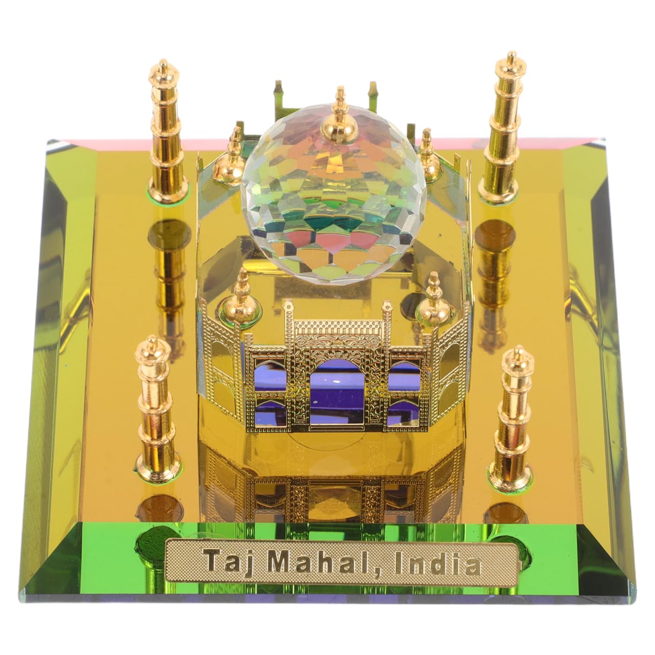 PRETYZOOM Taj Mahal Architecture Model Ornament, 2.75 in Metal Inlay Building Sculpture with Intricate Detailing for Desktop Display, Home Office Decor & Collectors