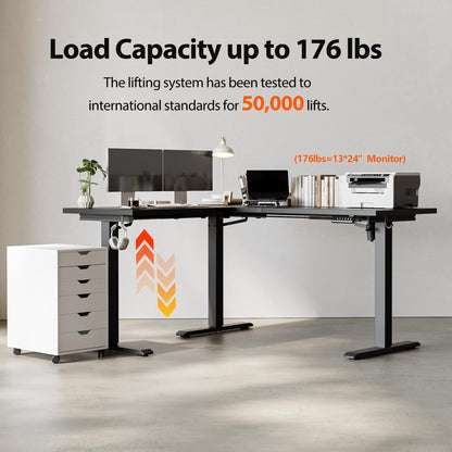 Agilestic 59 Inch L Shaped Standing Desk Adjustable Height, Electric Corner Standing Desk, Sit Stand Computer Table with Splice Board, Black