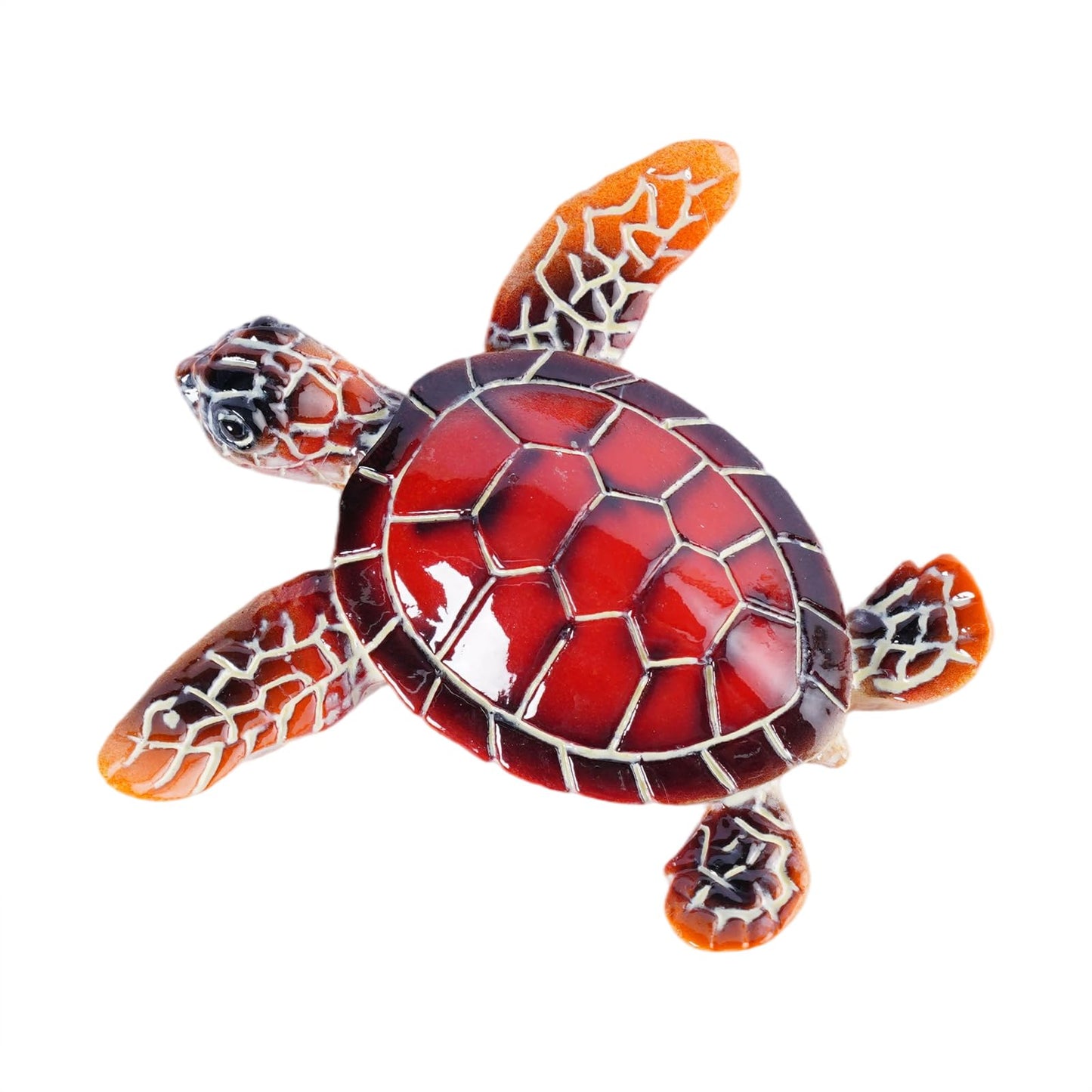 Brizoria Sea Turtle Decor Mini Turtles Vibrant Mosaic Shell Resin Figurines for Ocean Decor Coastal Tabletop Shelf Beach Themed Room Decor and Sea Turtle Gifts, Red
