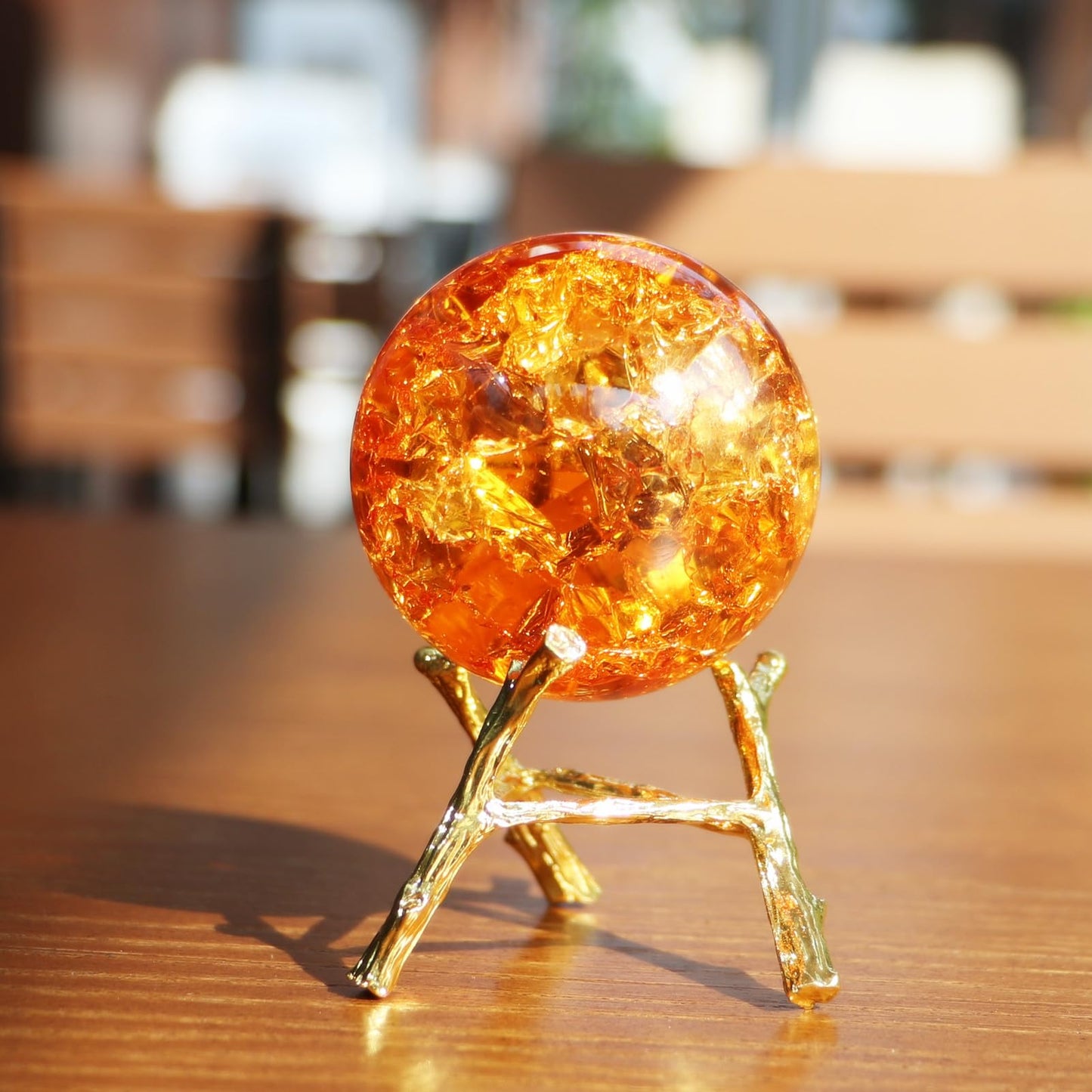 50mm Crystal Ice Cracked Balls with Metal Branches Base Paperweight K9 Glass Decorative Ball Decor for Home Table Room Office Wedding Ornaments