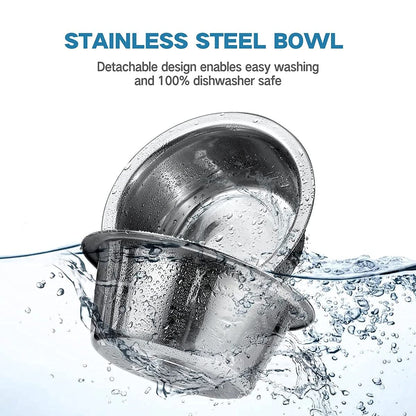ALL FOR PAWS Raised Cat Bowl 3 Heights Adjustable, Elevated Double Bowls with 2x350ML Stainless Steel Dishes, Cat Feeding Station for Small Medium & Large Cats, Non-Slip and No Spill (44x26x20CM)