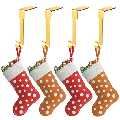 ARCHCRTC 6 Pcs Christmas Stocking Holders Mantel Stcoking Hangers Metal Hanging Hooks Christmas Ornament Hooks Mantel Garland Clips for Thick Fireplace Mantel Staircases Xmas Party Decor (Gold, 6)