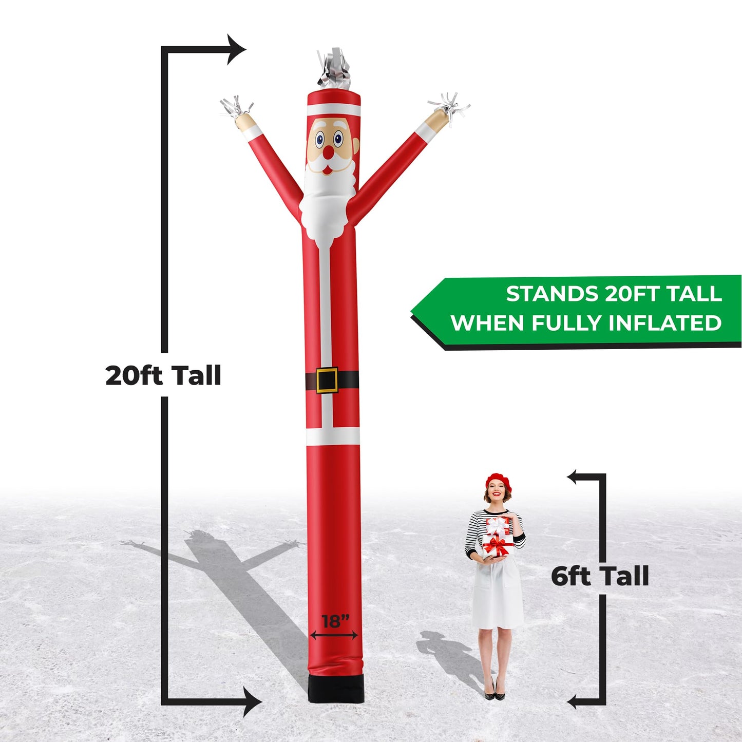 LookOurWay Air Dancers Inflatable Tube Man Attachment | 20 Feet Tall Wacky Waving Christmas Inflatables Dancing Tube Guy (Blower Not Included) | Outdoor Holiday Decoration | Christmas Theme - Santa