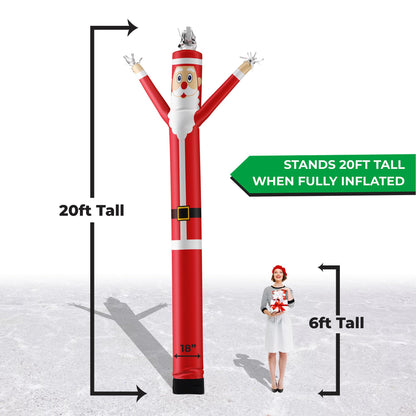 LookOurWay Air Dancers Inflatable Tube Man Attachment | 20 Feet Tall Wacky Waving Christmas Inflatables Dancing Tube Guy (Blower Not Included) | Outdoor Holiday Decoration | Christmas Theme - Santa
