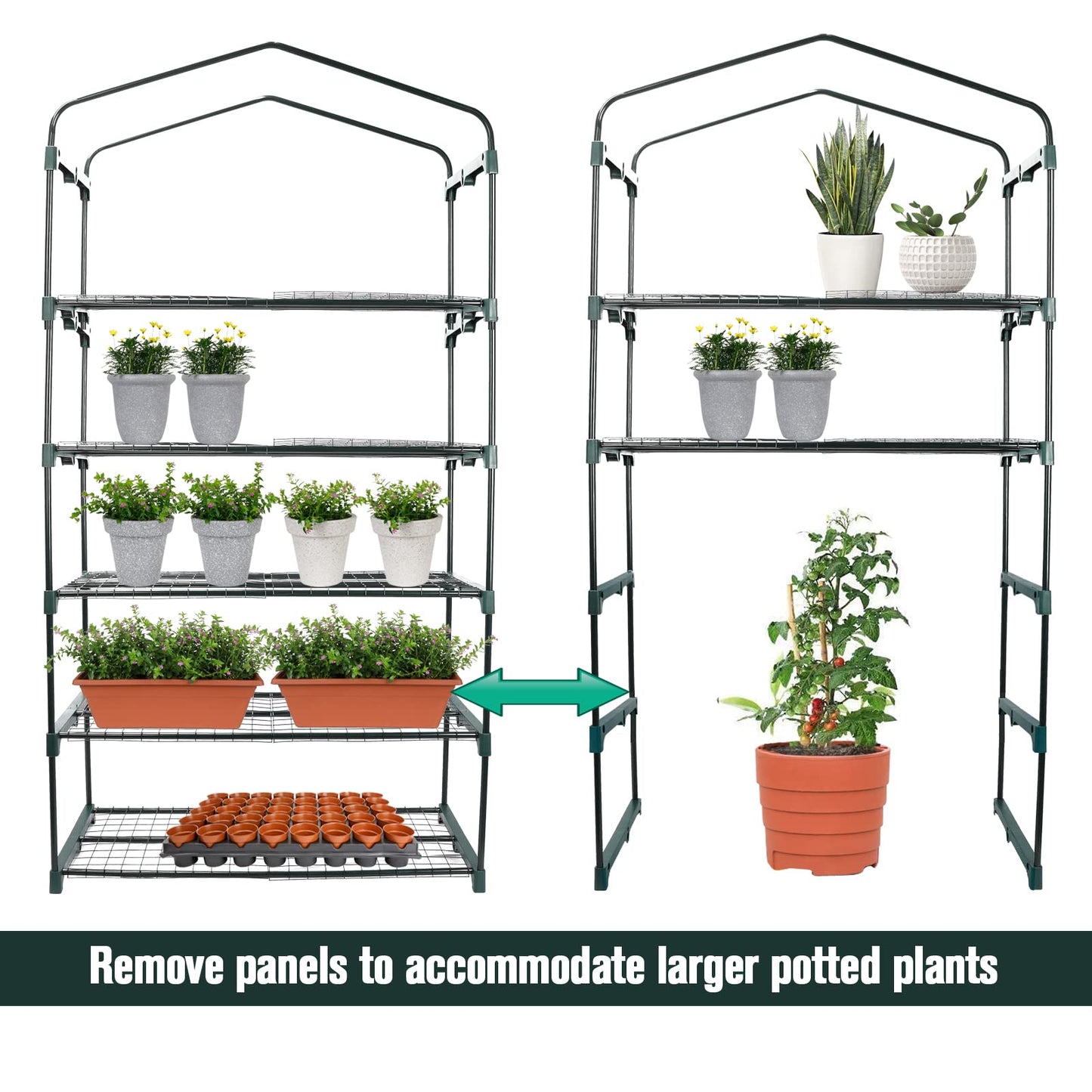 Worth Garden 50% Extra Wide Mini Greenhouse 5 Tier Portable Plant Green House 40in Wide -Sturdy Gardening Shelves with PE Cover & Roll-Up Zipper Door - Indoor & Outdoor Use - 19″W. x 40″L. x75″H.