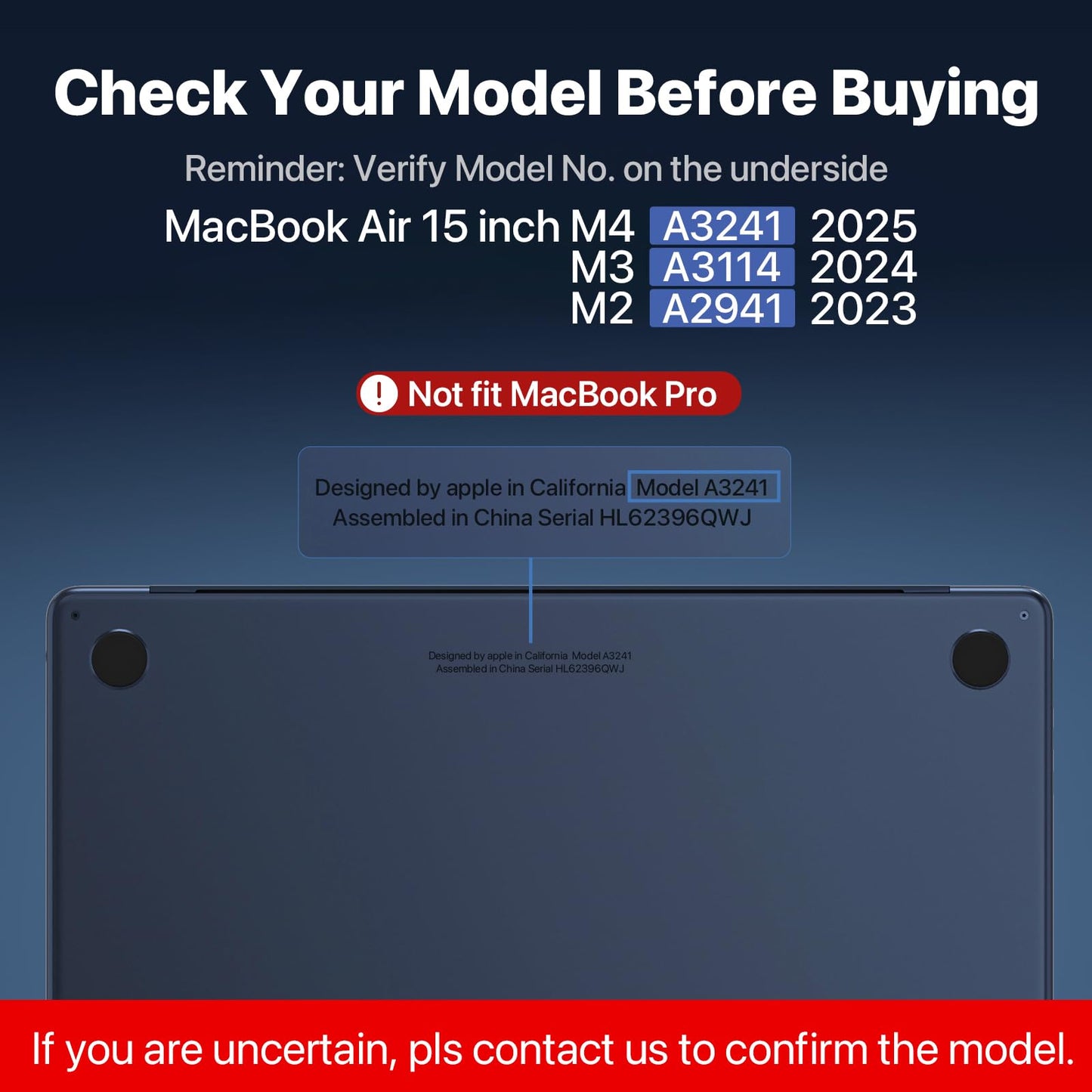 Compatible for MacBook Air 15 inch Case M4 2025 2024 2023 M3 M2 [100% Match Official Color] [Ultra Thin Armor] Protective Hard Shell Matte Cover for Laptop A3241 A3114 A2941 - Midnight Clear