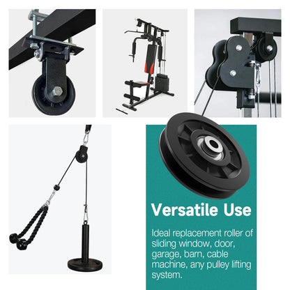 Profelinx Gym Machine Pulley Wheel 90mm Iron Core Wearproof Nylon Bearing for Cable Machine Part Replacement Home Gym Smith Machine Attachment