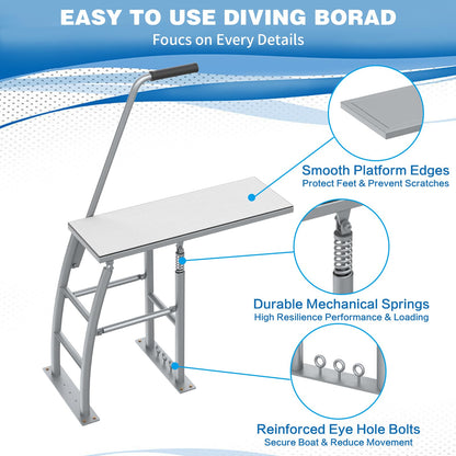 THOOUM 31.5" Rise Dock/Boat/Deck Diving Board Platform with Hand Rail, Heavy Duty Boarding Platform with Foam Pad Surface for Diving